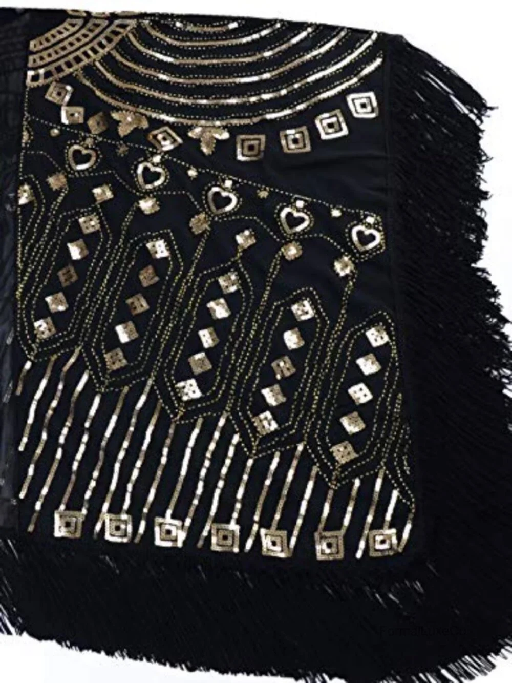 Hand Beaded Fringed Sequin Evening Shawl Wrap